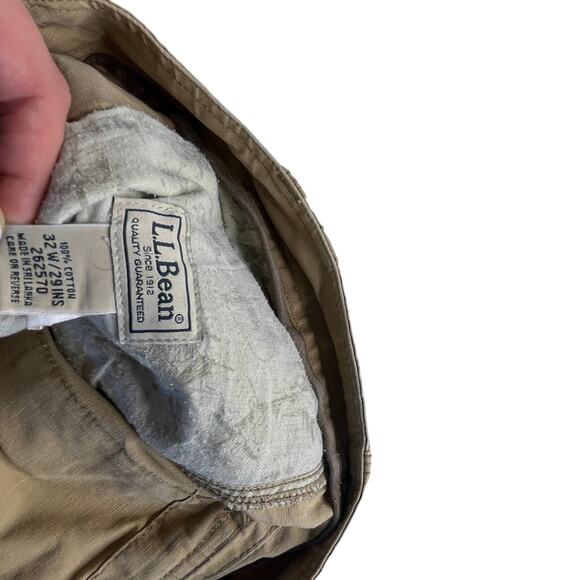 LL Bean Lot of 2 Mens Cargo Pants Size 33 Tan Blue Natural Fit Cotton 262570 - Picture 13 of 14